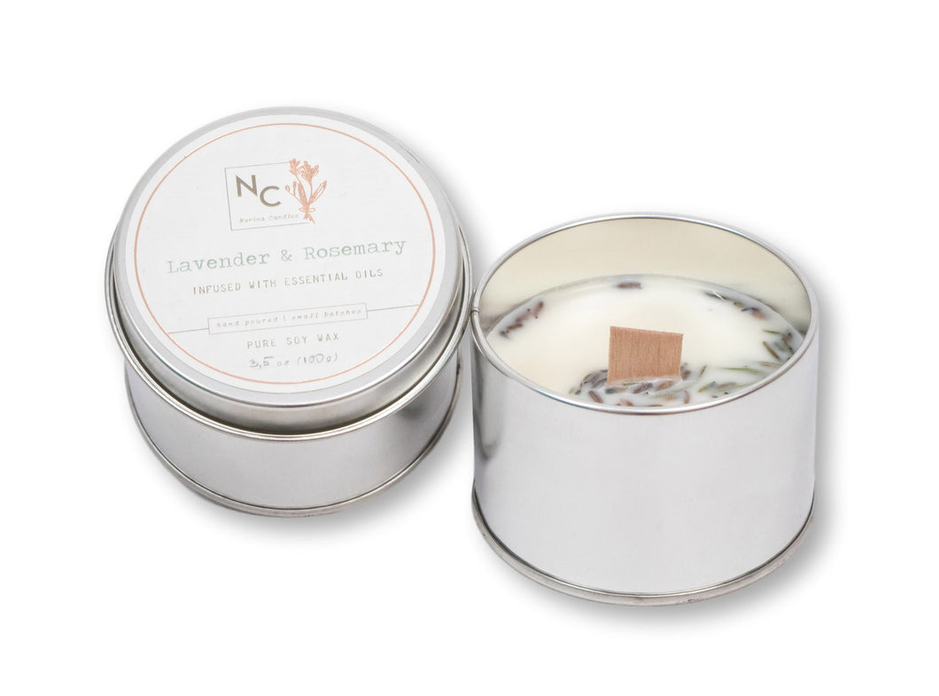 Lavender & Rosemary Scented Tin Candle | 3.5oz (100g)